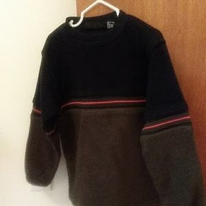 Durable black and green stripe sweater.